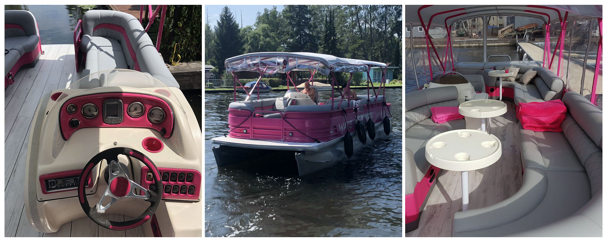 Pinkes Partyboot für den JGA in Berlin / Pink party boat for the hen party in Berlin