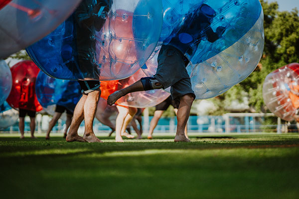Bachelorette or bachelor party with bubble soccer
