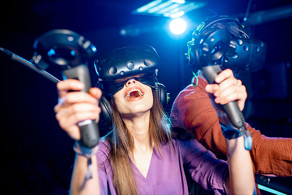 Bachelorette or bachelor party with virtual reality game